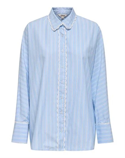 Only - ONLOsiris Striped Lace Skjorte - Kentucky Blue/Bright White